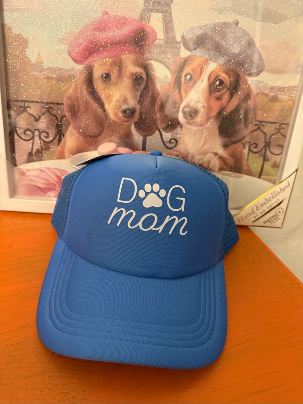 Blue "Dog Mom" Trucker Cap with Mesh Back NWT